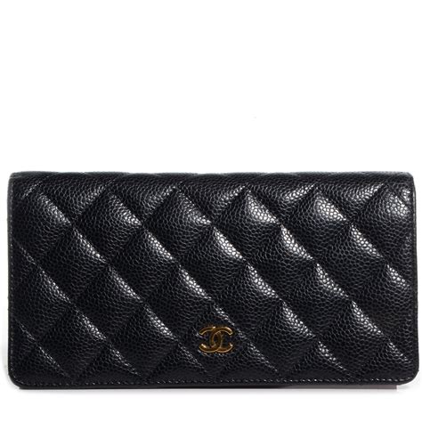 chanel caviar quilted yen wallet black|Chanel Yen Wallet Quilted Caviar Gold.